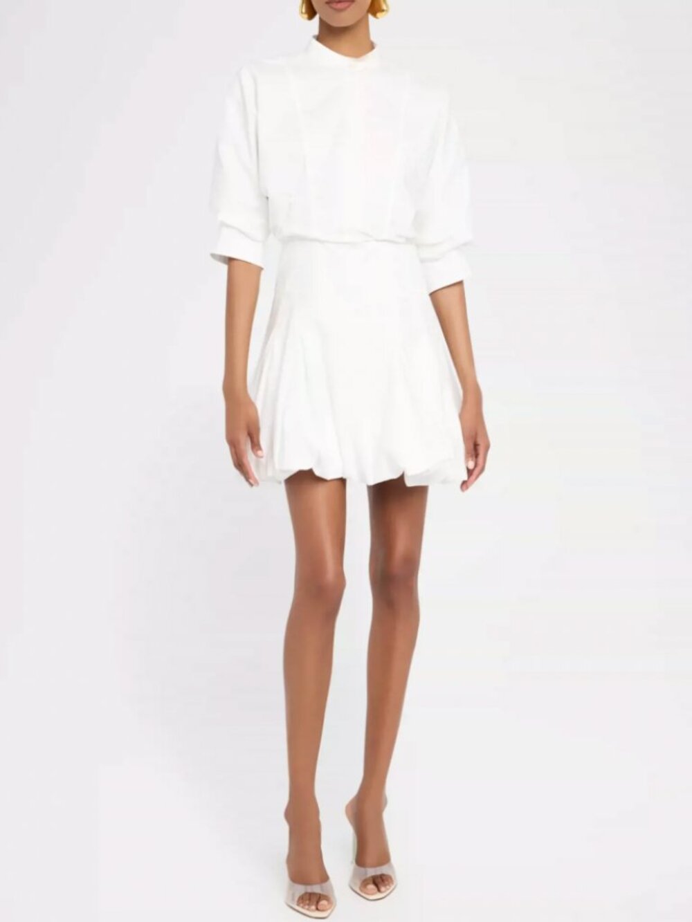 SIMKHAI Effie Bubble Mini Dress - White US6 Designer Quiet Lux